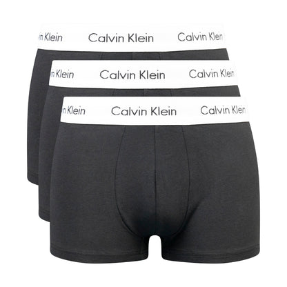 Calvin Klein Cotton Stretch Low Rise Trunks 3 Pack - Black - Small