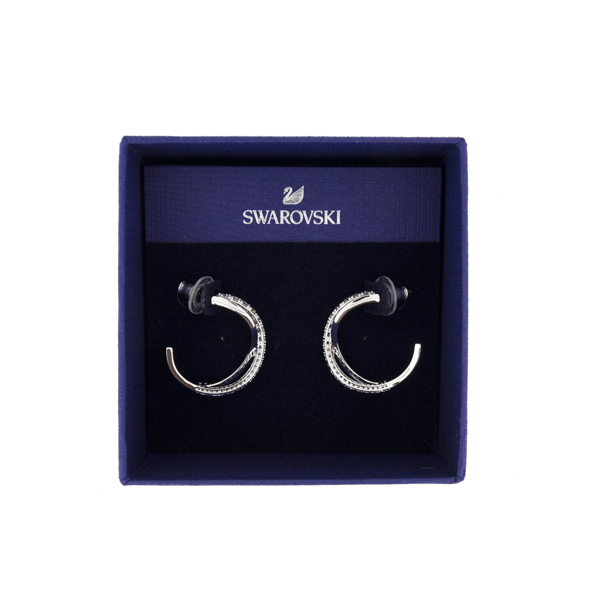 5563908 Swarovski Twist Hoop Earrings | Rhodium-Plated