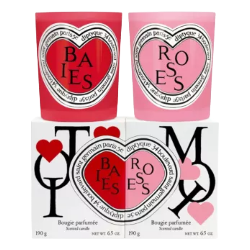 Diptyque Baies & Roses Scented Candle Duo Set 2x190g