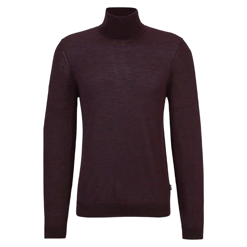 Hugo Boss Musso Men's Long Sleeve Roll Neck Jumper Burgundy Small