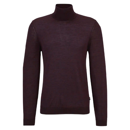 Hugo Boss Musso Men's Long Sleeve Roll Neck Jumper Burgundy Small