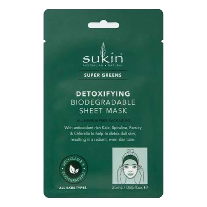 Sukin Super Greens Biodegradable Sheet Mask 25ml