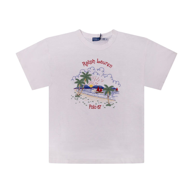 Ralph Lauren Polo Beach Linen Oversized T-Shirt Antique Cream Women's