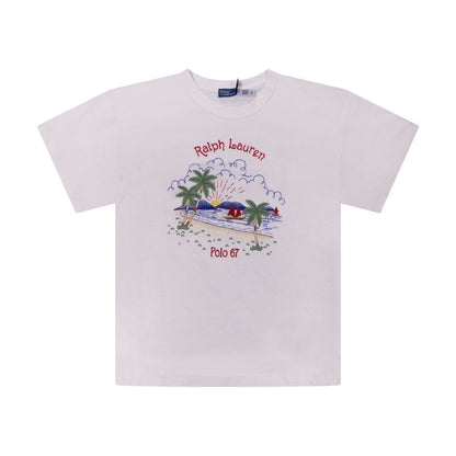 Ralph Lauren Polo Beach Linen Oversized T-Shirt Antique Cream Women's