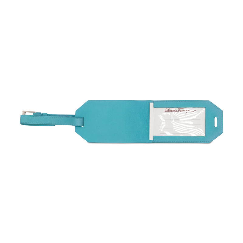 Salvatore Ferragamo Blue Leather Luggage Tag Travel