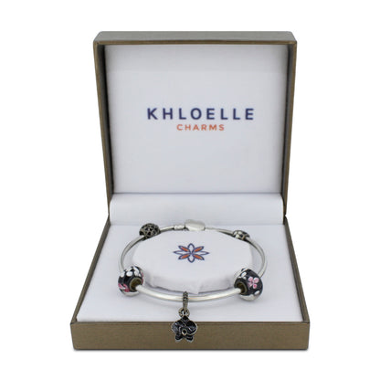 Khloelle Charm Bangle Black Flowers LM0070979