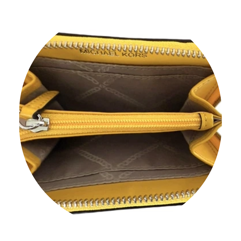 Michael Kors Jet Set Zipped Leather Purse Yellow Dandelion