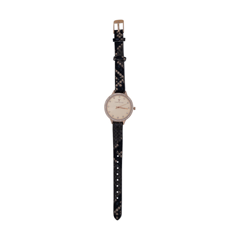 Temptation Rose Gold & Black Ladies Watch