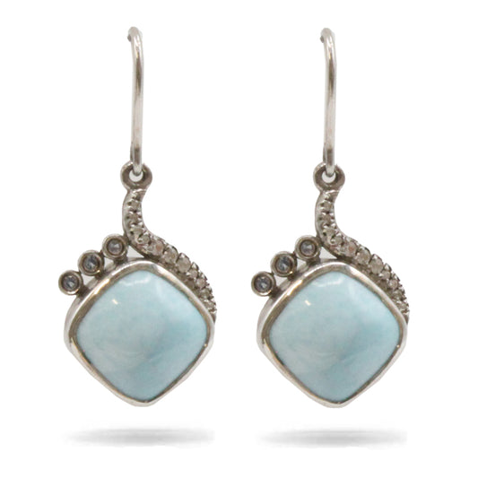 Marahlago Crystal Set Larimar Stone Earrings