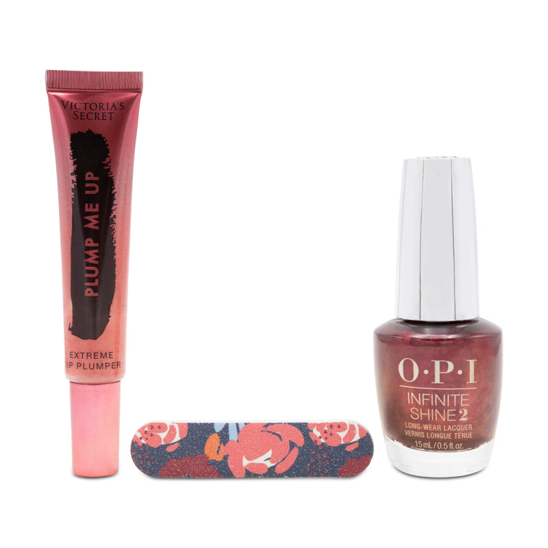 OPI Infinite Shine 2 Bogota Blackberry Nail Polish & Lip Plumper Gift Set