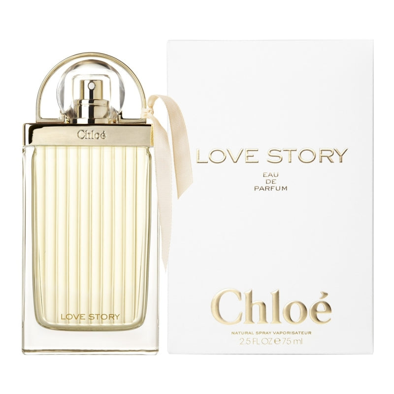 Chloe Love Story 75ml Eau De Parfum bottle and box on white background