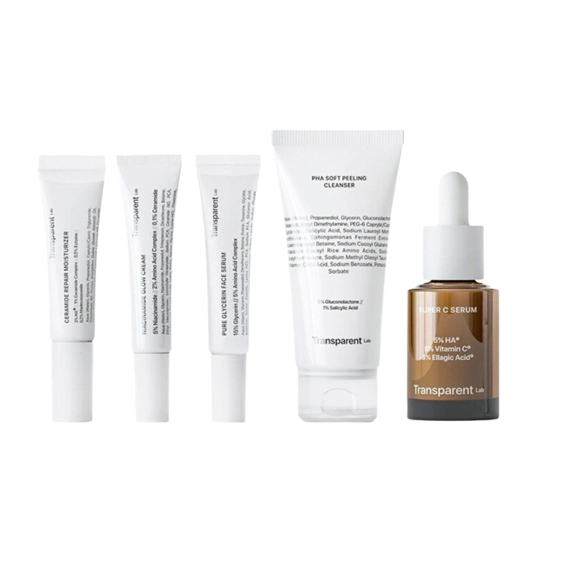 Niche Beauty Transparent Lab Discovery Kit Cleanser Serum Cream Moisturiser