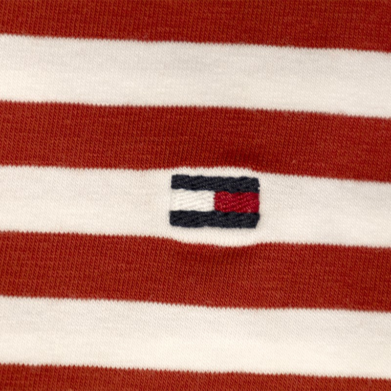 Tommy Hilfiger Men's Striped T-Shirt Cinnabar Red & White