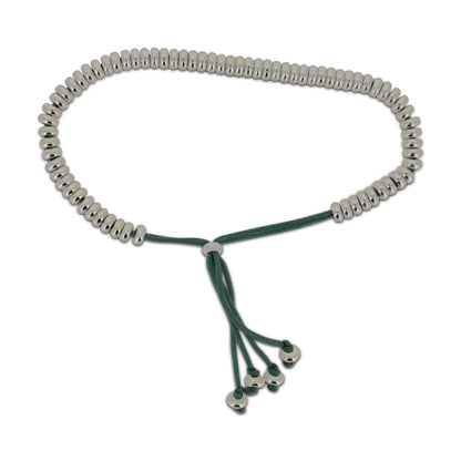 Estella Bartlett Silver Beaded Green Corded Bracelet