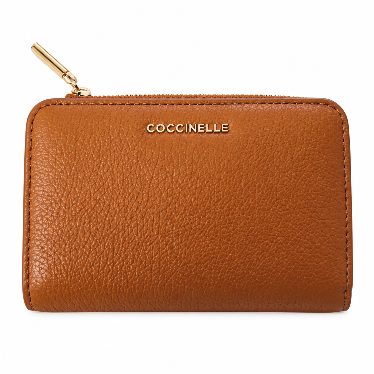 Coccinelle Metallic Soft Leather Wallet in Cuir Tan Brown – front view