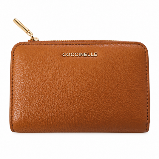 Coccinelle Metallic Soft Leather Wallet in Cuir Tan Brown – front view