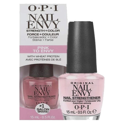OPI Nail Envy Pink to Envy Nail Strengthener 15ml with packaging on a white background
