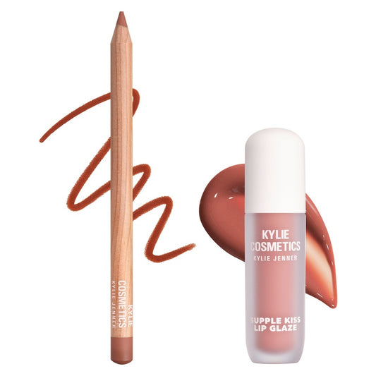 Kylie Cosmetics Supple Kiss Lip Glaze & Precision Lip Liner Kit 717 Coconut 2.0 on a white background