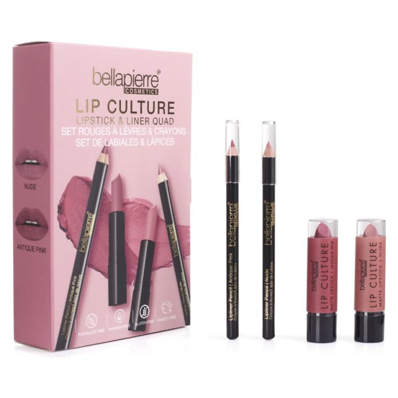Bellapierre Lip Culture Lipstick and Liner Quad contents and packaging