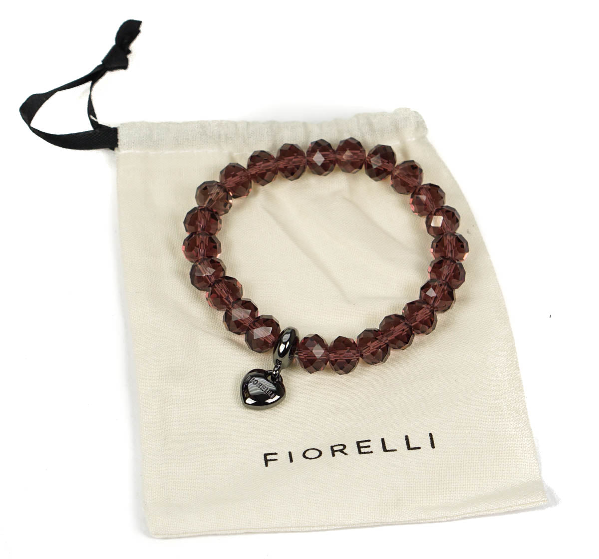 Fiorelli Heart Charm Beaded Purple Bracelet
