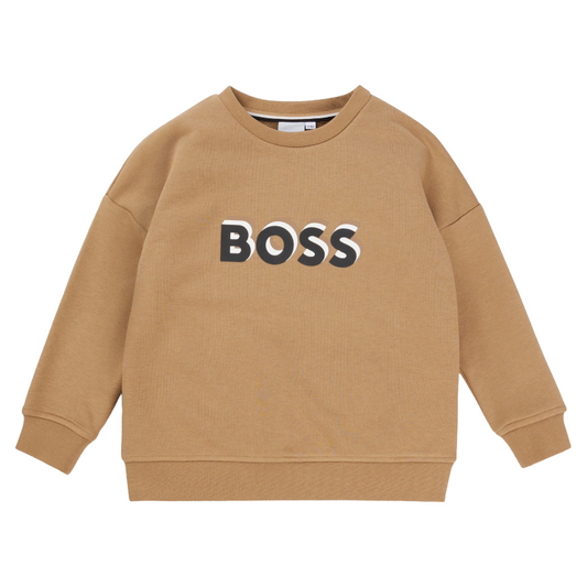 Hugo Boss Boys Sweatshirt Boss Logo Cookie Brown