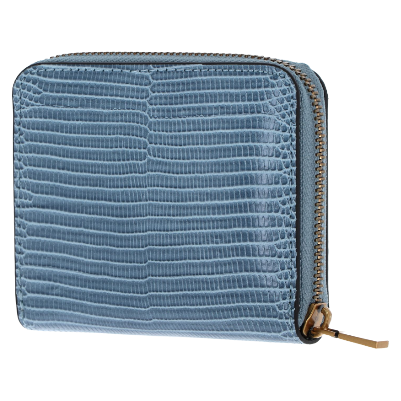  Guess Ginevra Small Zip Around Light Blue Denim Wallet Women's