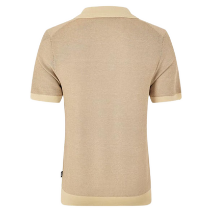 Hugo Boss Tempio Mens Knitted Polo Short Sleeve Shirt Beige