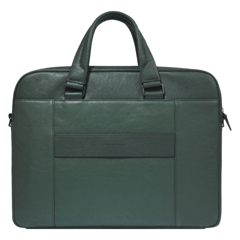 Piquadro Green Laptop Bag Leather 14 inch Black Square