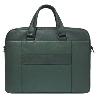 Piquadro Green Laptop Bag Leather 14 inch Black Square