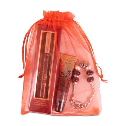 Victoria's Secret Perfume Rollerball Lip Gloss & Butterfly Charm Bracelet Gift Bag (GIFT BAG