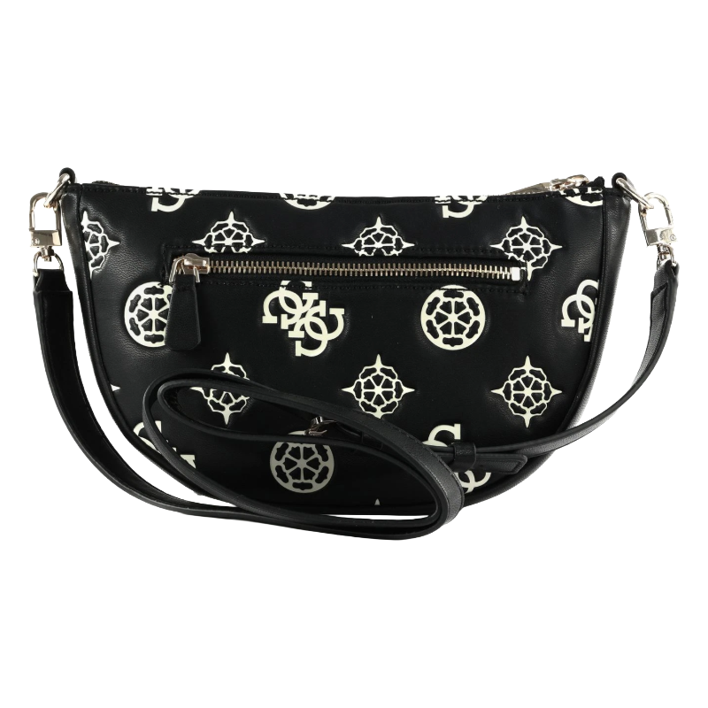 Guess Deesa Logo Saddle Double Pouch Crossover Bag Black