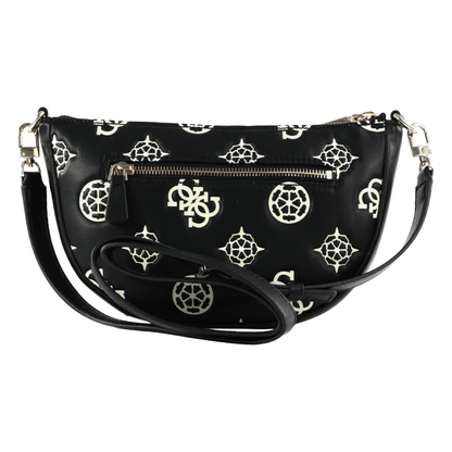 Guess Deesa Logo Saddle Double Pouch Crossover Bag Black