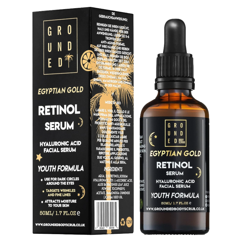Grounded Retinol Serum Hyaluronic Acid Face Serum 50ml (Blemished Box)