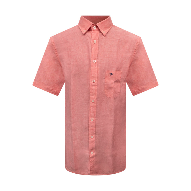 Fynch-Hatton Men's Linen Shirt Coral Medium