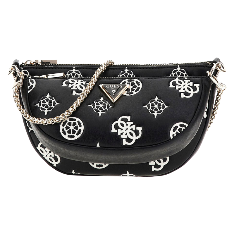 Guess Deesa Logo Saddle Double Pouch Crossover Bag Black