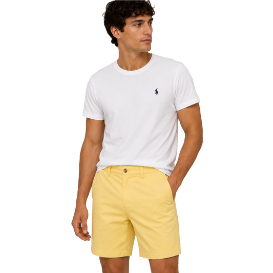 Ralph Lauren Yellow Cotton Men's Chino Shorts Stretch Straight Fit