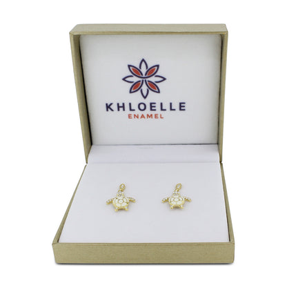 Khloelle Gold and White Turtle Earrings LC0070807