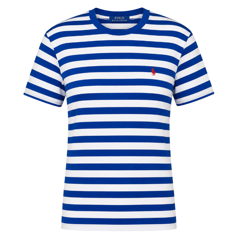 Ralph Lauren Polo Cotton Jersey Crewneck T-Shirt Blue & White Women's