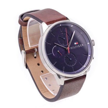 Tommy Hilfiger Men's Watch Chronograph Brown Leather 1791487 Chase (Blemished Box)
