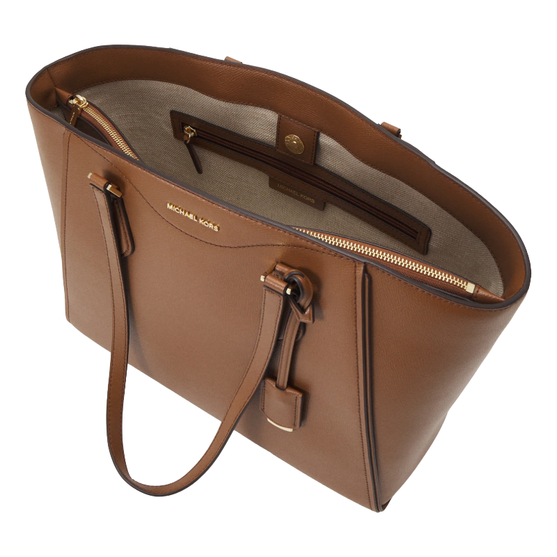 Michael Kors Taryn Large Leather Tote Bag Luggage Brown