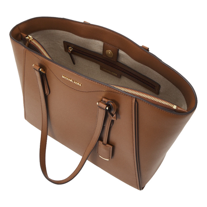 Michael Kors Taryn Large Leather Tote Bag Luggage Brown