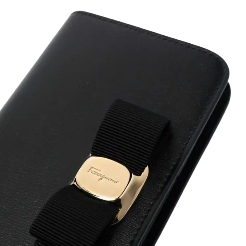 Salvatore Ferragamo Black Leather iPhone 12 Pro Case
