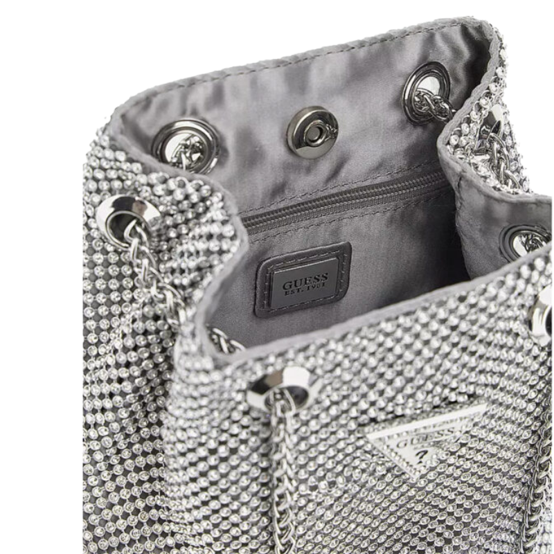Guess Lua Mini Silver Crossbody Evening Bag