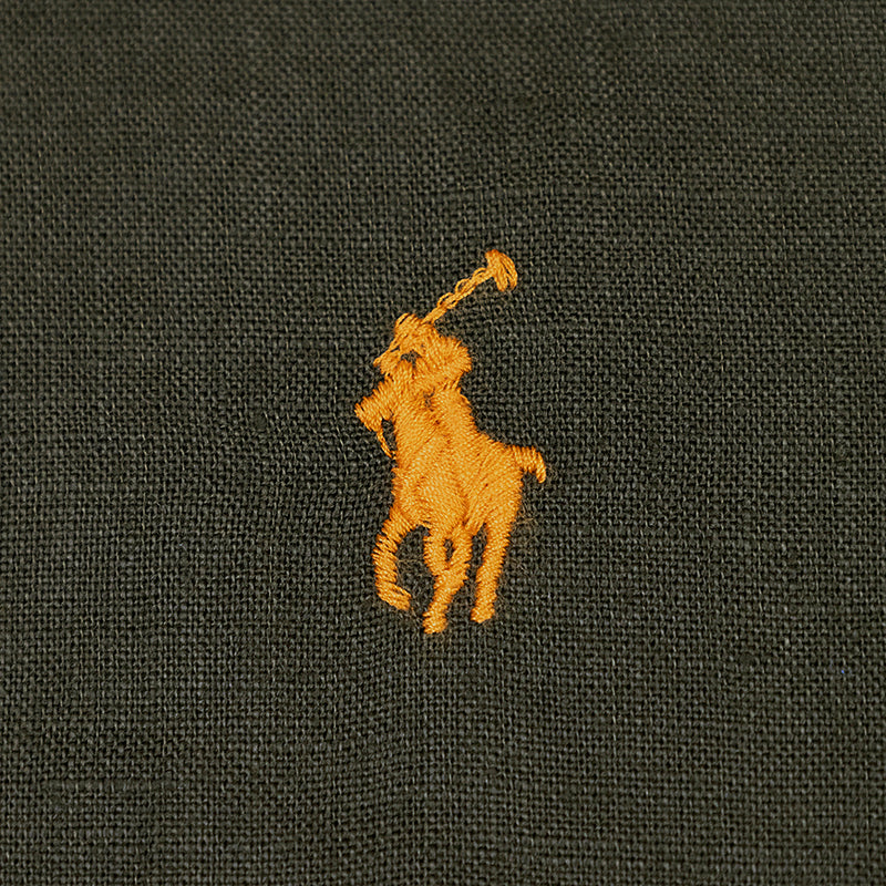 Ralph Lauren Polo Custom Fit Linen Shirt Dark Green