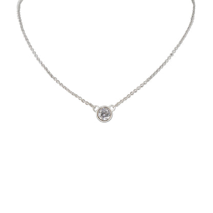 Covet Rhodium Cubic Zirconia Round Pendant Silver Necklace