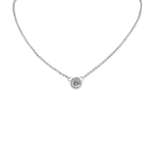 Covet Rhodium Cubic Zirconia Round Pendant Silver Necklace