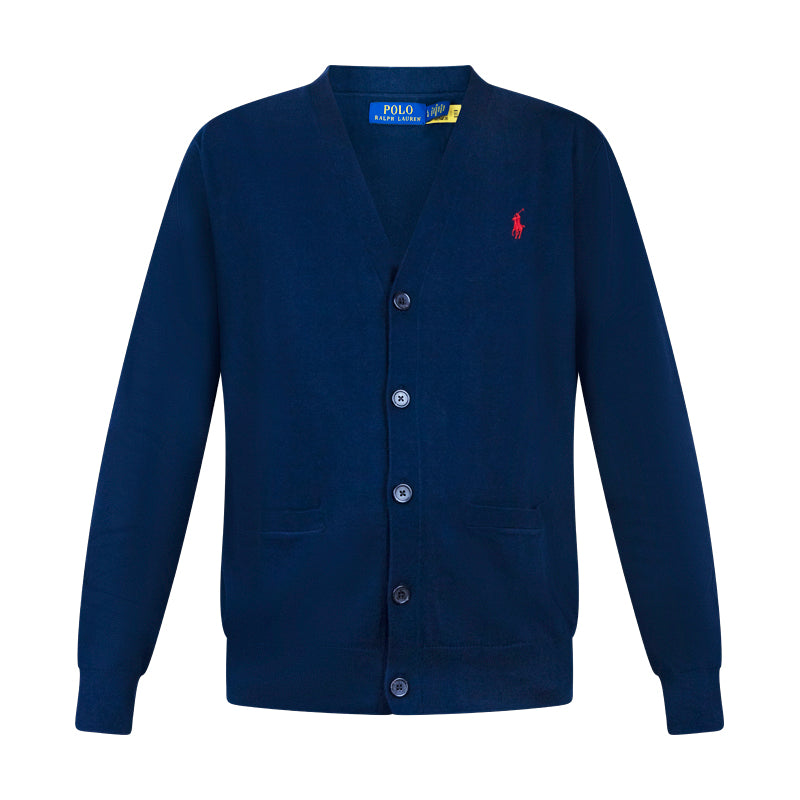 Ralph Lauren Polo Cotton V-Neck Cardigan Navy Blue Men's