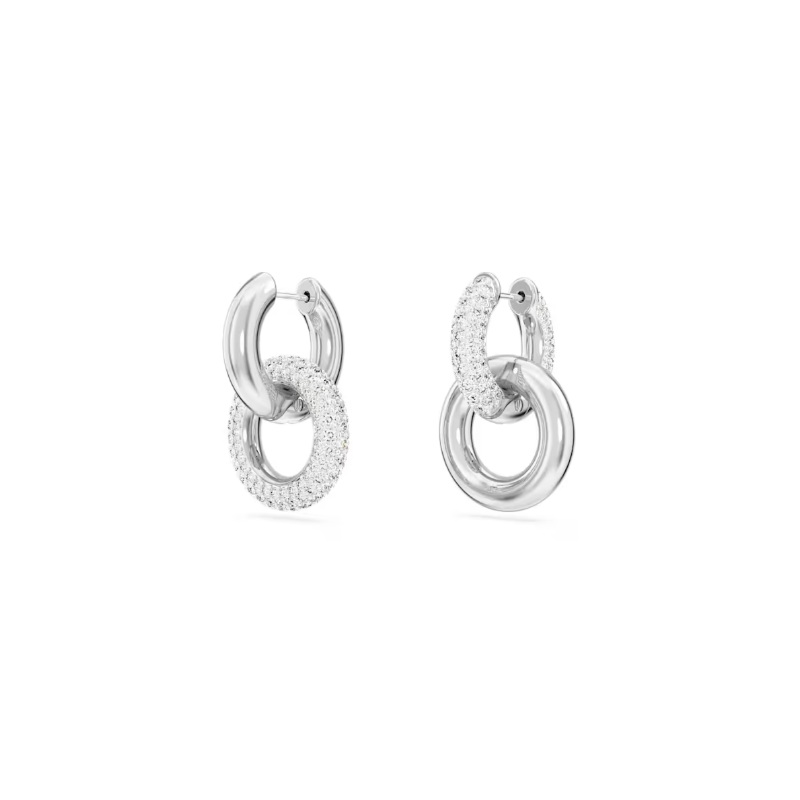 Dextera Asymmetrical Hoop Earrings | Rhodium Plated