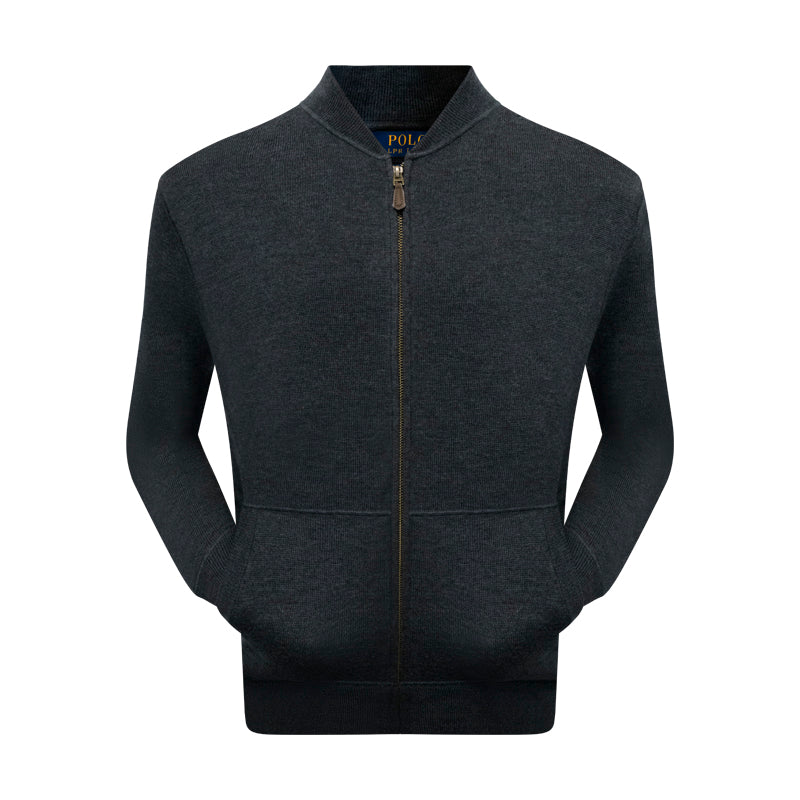 Ralph Lauren Men's Merino Wool Full Zip Jumper Grey 