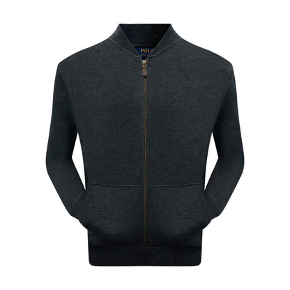 Ralph Lauren Men's Merino Wool Full Zip Jumper Grey 